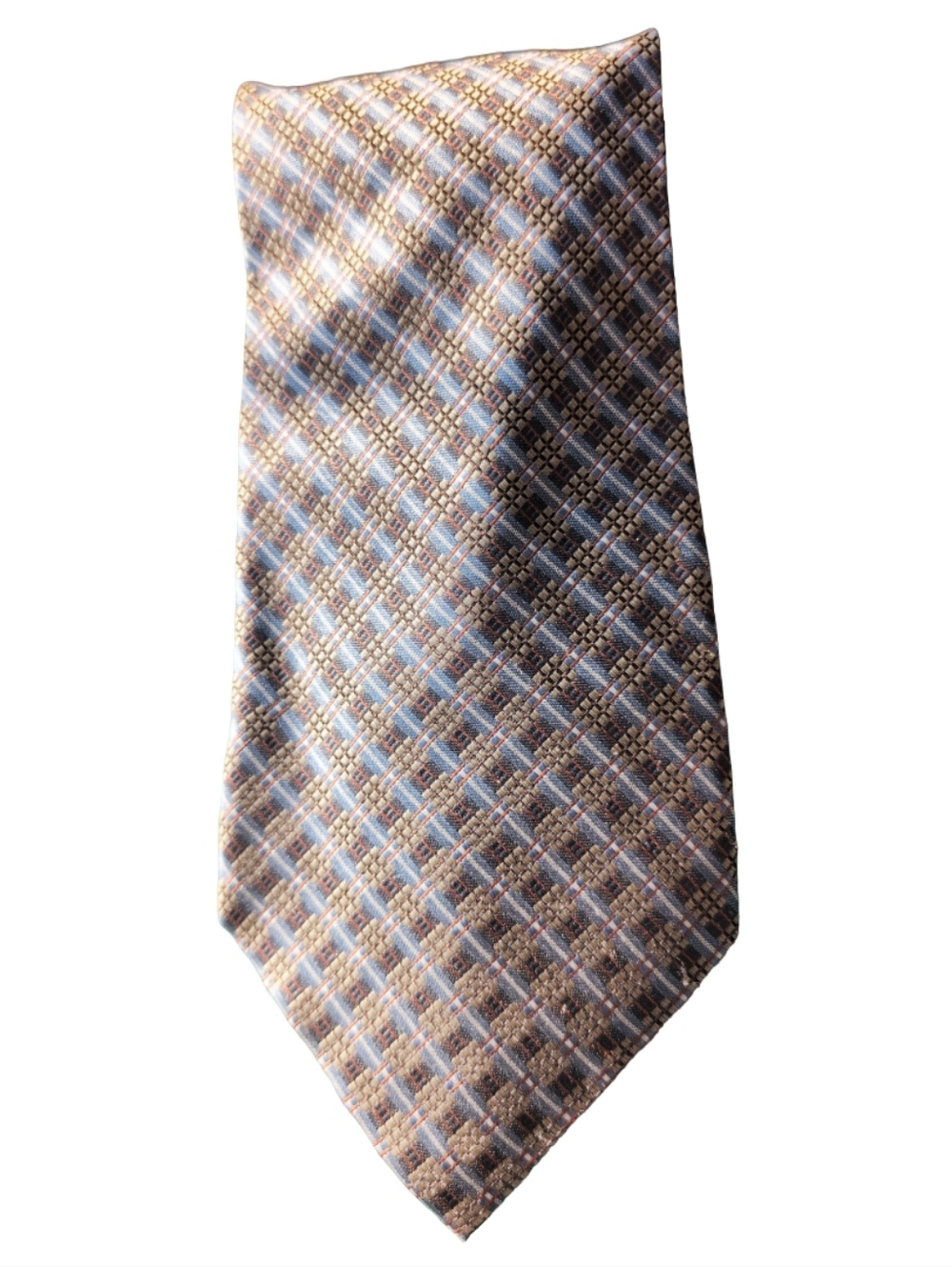 100% Silk Tie Zanzara Bronze Blue Stripe NWT Prom Wedding Homecoming Preppy
